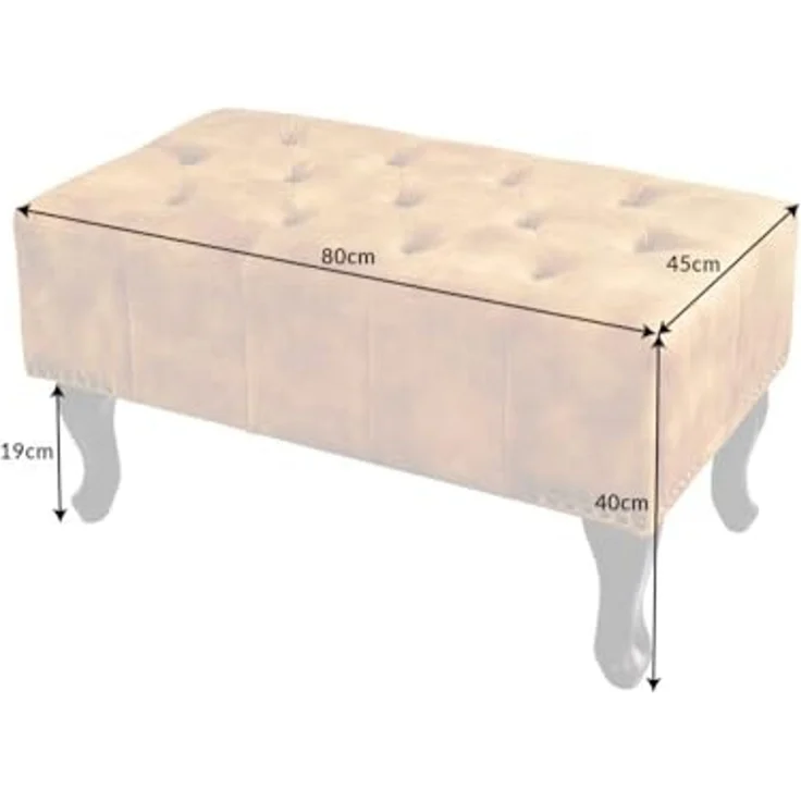 riess-ambiente Fußhocker CHESTERFIELD 80cm senfgelb / dunkelbraun (Einzelartikel, 1 St), Wohnzimmer · Samt · Wellenunterfederung · Chesterfield Design – Bild 7