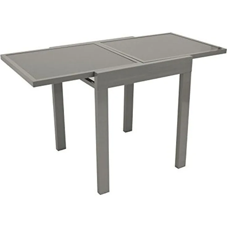 Balkontisch Gartentisch Ausziehtisch Glas/Aluminium grau ausziehbar 65-130 cm