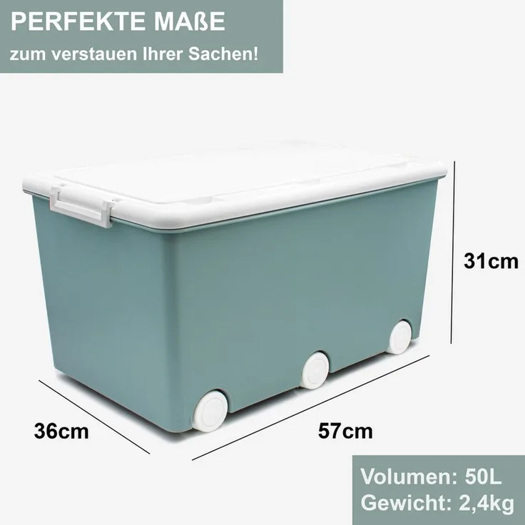 Babykajo Aufbewahrungsbox (Boxen mit Rollen, 3 St, mit 50L Volumen), Stapelbloxen, Aufbewahrungsboxen, Box zum Aufbewahren