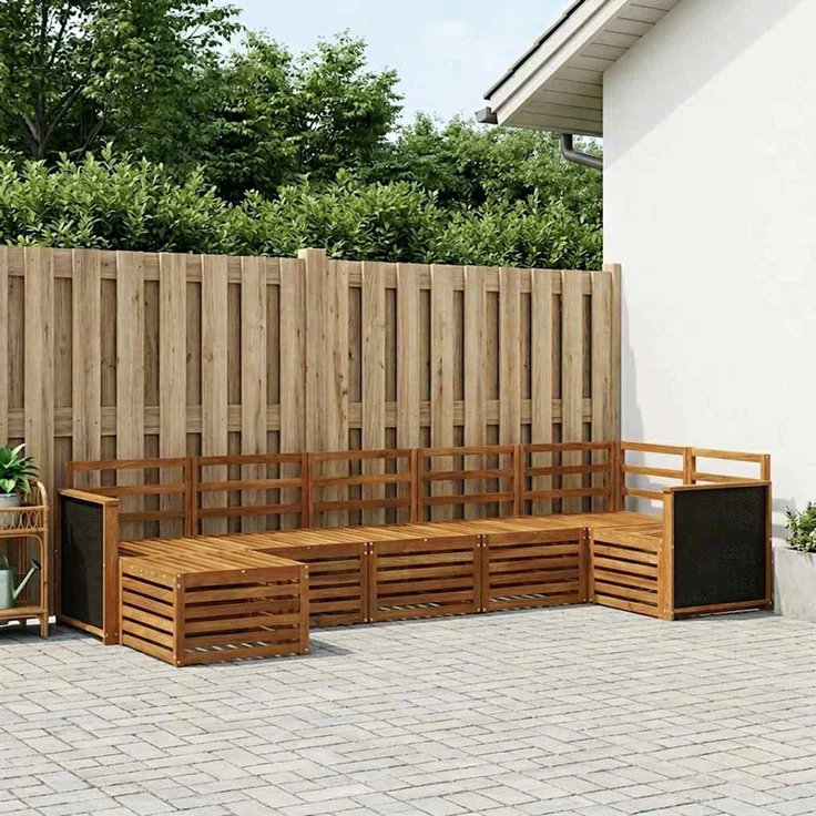 vidaXL Outdoor-Sofagarnitur 7 stk. 6-Sitzer Natur Massivholz Akazie 3384610 – Bild 1