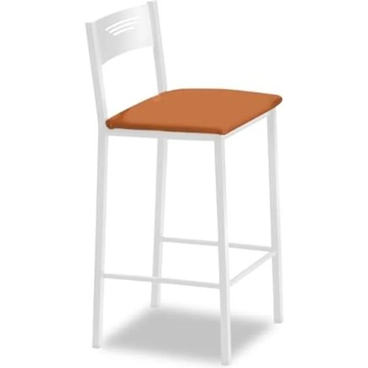 ASTIMESA - Hohe Küchenhocker mit Rückenlehne - Weißes Gestell und Sitzfläche aus Kunstleder - Farbe des Sitzes: Orange. Lieferumfang: 1 Stück, Maße: 90 cm (Gesamthöhe) – Bild 1
