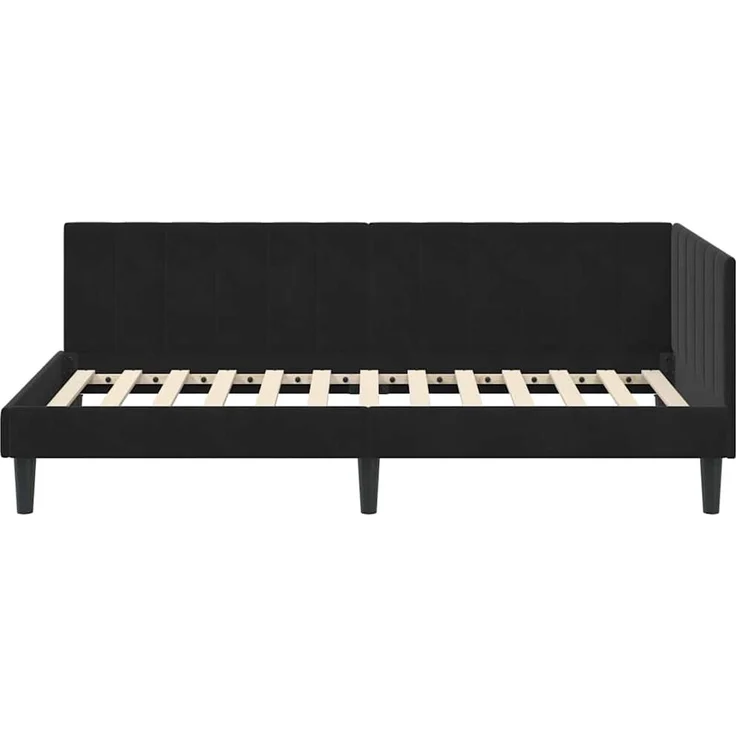 vidaXL Eckbettgestell mit Kopfteil Schwarz 100 cm x 200 cm Samt 42016363 – Bild 4