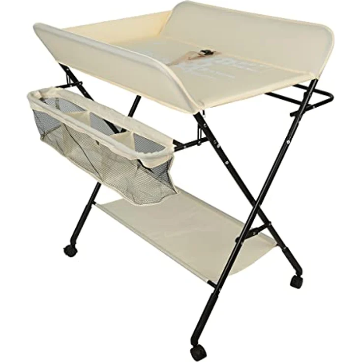 Wickelstation für Baby, Wickeltisch, faltbar, tragbar, Wickeltisch, faltbar, tragbar, mit Aufbewahrungskorb, maximale Belastung von 25 kg,80 x 66 x 98 cm (Beige) – Bild 8