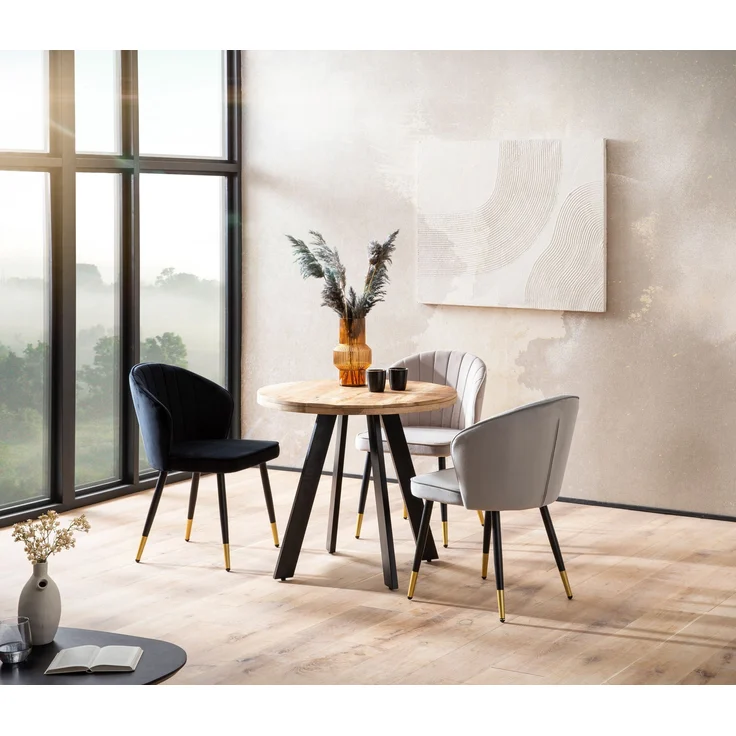FINEBUY Esstisch FB105152 (80x80x75 cm, Mango Massivholz Rund, Modern), Esszimmertisch Klein, Holztisch Esszimmer Modern – Bild 2