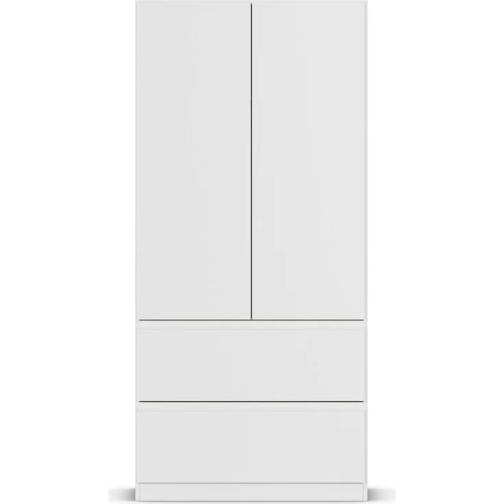 rauch Kleiderschrank, Drehtürenschrank COSTA, 2-türig, 2 Schubkästen, push-to-open, Alpinweiß, 91 x 197 x 54 cm – Bild 2