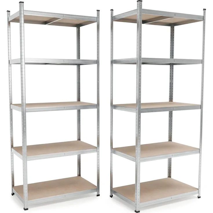 BELKO® Schwerlastregal C121 2er Set Verzinkt, 180x75x45 cm, 2 Stück Lagerregal & Kellerregal, Metallregal mit je 5 Böden, Steckregal bis 875kg belastbar (175kg pro Ebene)
