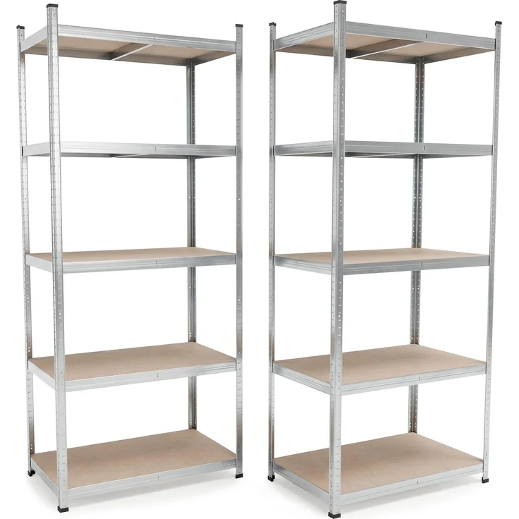 BELKO® Schwerlastregal C121 2er Set Verzinkt, 180x75x45 cm, 2 Stück Lagerregal & Kellerregal, Metallregal mit je 5 Böden, Steckregal bis 875kg belastbar (175kg pro Ebene)
