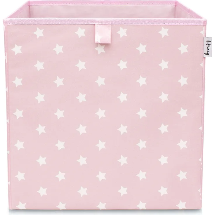 LIFENEY Aufbewahrungsbox mit Sternenmotiv in Rosa I Spielzeugbox mit Sternen passend für Würfelregale I Ordnungsbox für das Kinderzimmer I Aufbewahrungskorb als Accessoire | 33x33x33 cm