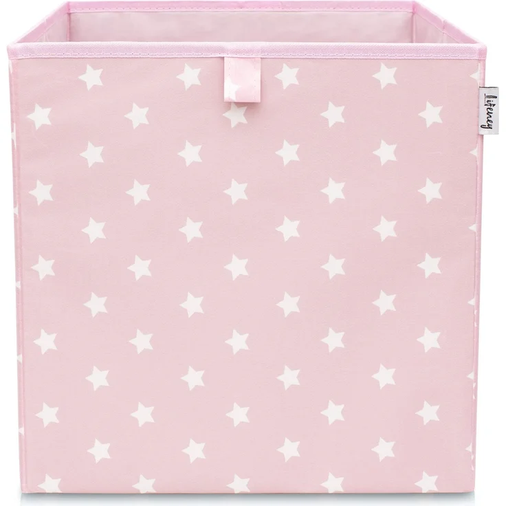 LIFENEY Aufbewahrungsbox mit Sternenmotiv in Rosa I Spielzeugbox mit Sternen passend für Würfelregale I Ordnungsbox für das Kinderzimmer I Aufbewahrungskorb als Accessoire | 33x33x33 cm – Bild 1