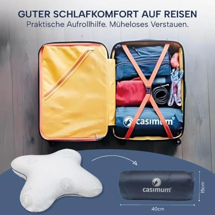 casimum Nackenstützkissen Schmetterling BUTTERFLY, Kissen gegen Nackenschmerzen, Füllung: Memory Foam (Memory Schaum), Bezug: Grau, Seitenschläfer, Seitenkippschläfer, ergonomisches Schmetterlingskissen aus Memory Schaum 56x48x11,5, grau – Bild 10