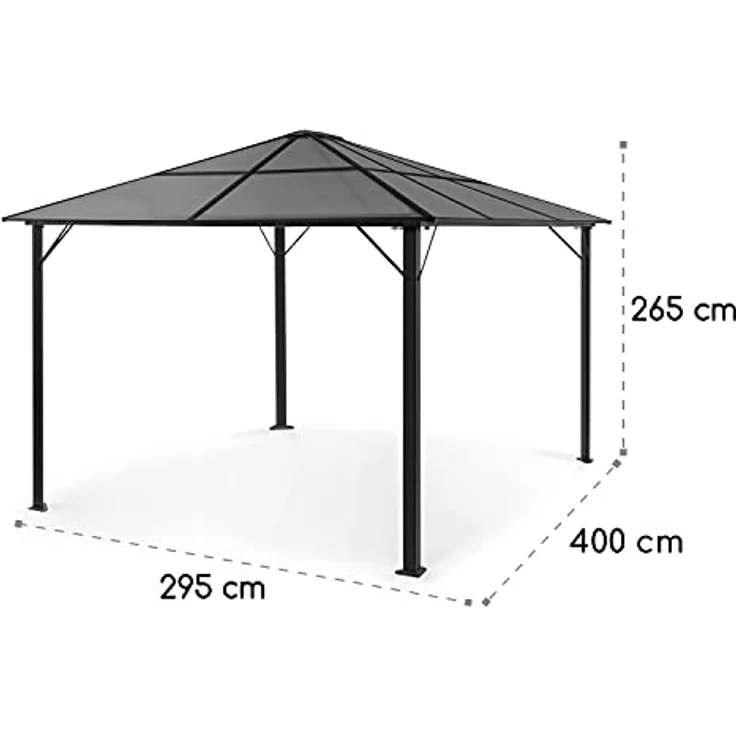 blumfeldt Pantheon Solid Sky Ambient Solar Pavillon, Komplett-Set, mit Seitenwänden, Material Gestell: Aluminium, Material Dach: Polycarbonat, mit Solar-Beleuchtung, Maße: ca. 3x4 m, hellgrau – Bild 3