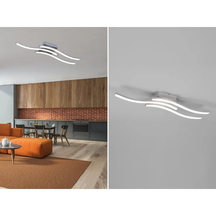 LED Deckenleuchte ROUTE 3 flammig Metall Silber Neutralweiß, Breite 56cm