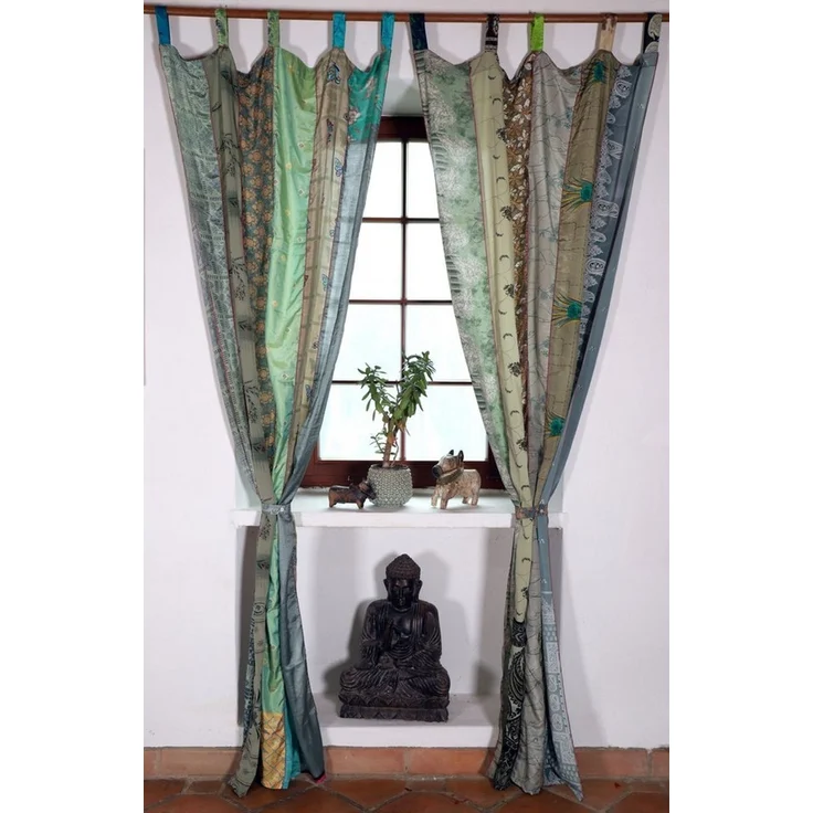 Guru-Shop Vorhang Seidiger Vorhang (1 Stk) Gardine aus Patchwork.. – Bild 2