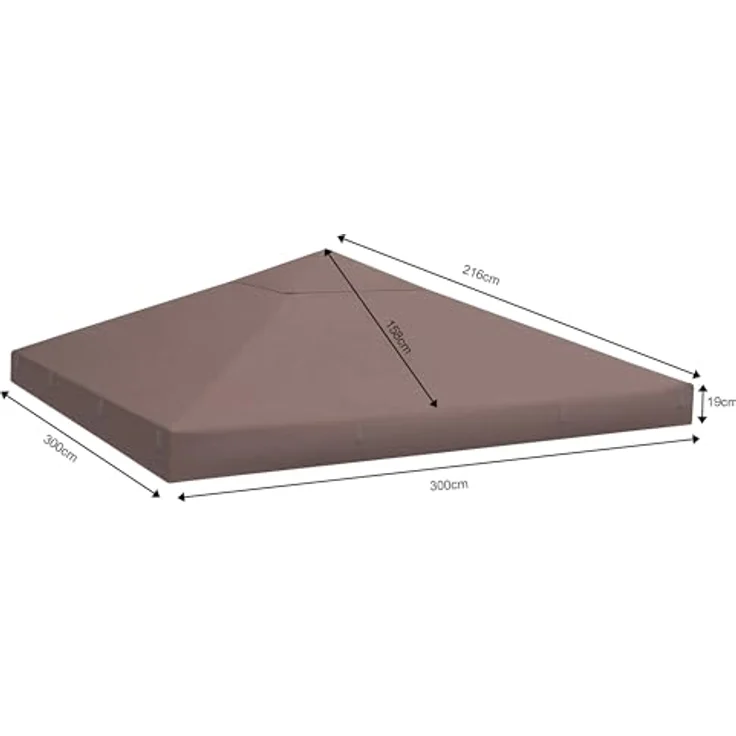 QUICK STAR Ersatzdach für Rank Pavillon 3x3m, Taupe, 100% Polyester mit PVC-Beschichtung, Dachlüftung, Klettband-Befestigung – Bild 2