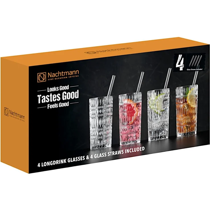 NACHTMANN 106658 TASTES GOOD ETHNO Longdrinkgläser 4er Set und Glastrinkhalme – Bild 5