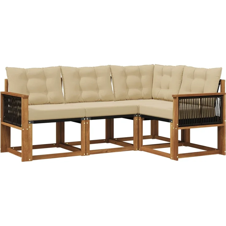 vidaXL Outdoor-Sofagarnitur 4 stk. 4-Sitzer Natur und Beige 3381921 – Bild 2
