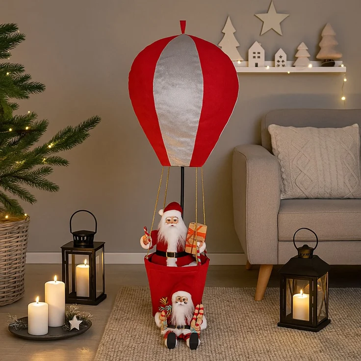 HTI-Living Weihnachtsdeko 97 cm zum Aufhängen Weihnachtsmann Figur im Heißluf... – Bild 1