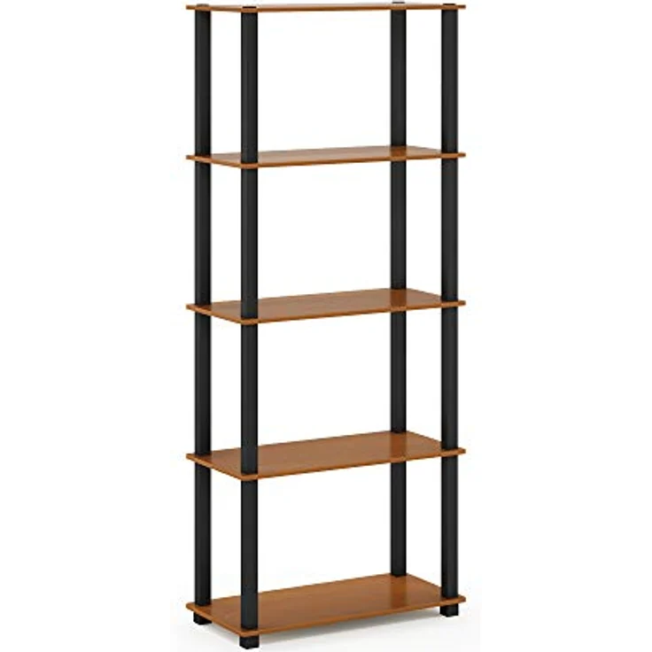 Furinno 5-Ebenen Mehrzweck-Regal mit quadratischen Röhren, holz, Helle Kirsche/Schwarz, 29. 46x59. 94x145. 8 cm – Bild 6