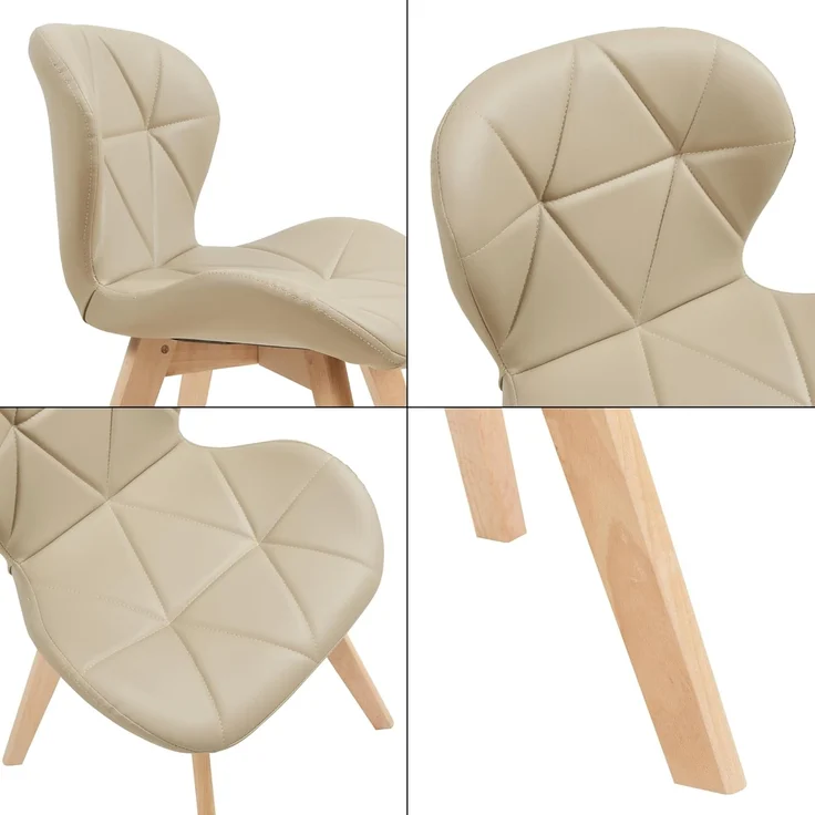 Esszimmerstuhl Älmhult 6-er Set 78x47x52 cm Kunstleder Beige [en. casa] – Bild 8