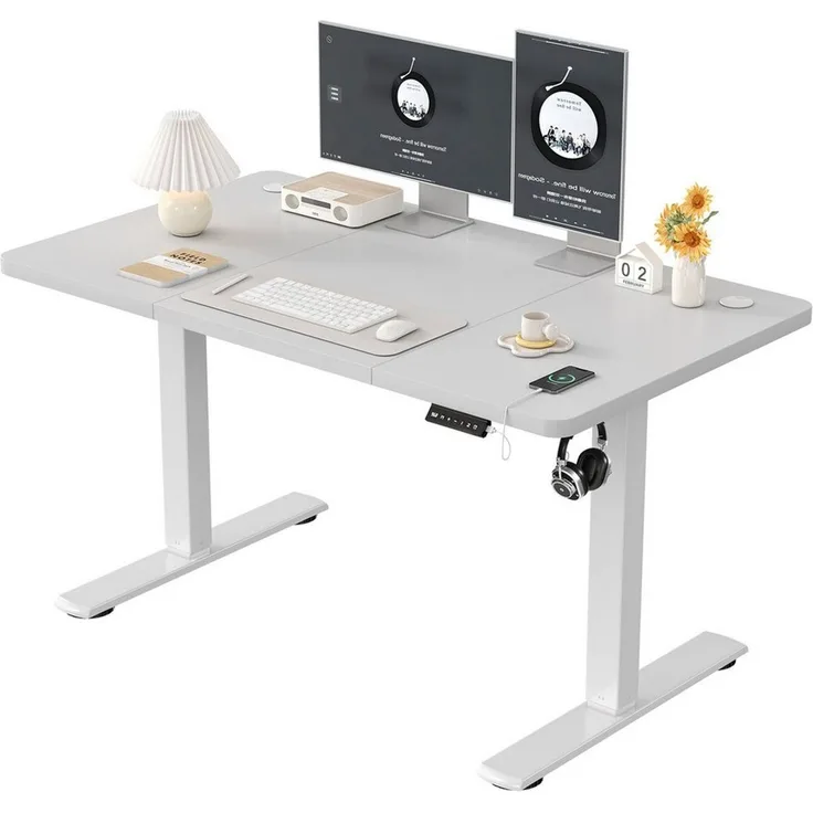 Furnicopia Schreibtisch Höhenverstellbarer mit USB-Ladefunktion und Wecker-Erinnerung (2 Höheneinstellungen 5 Farben und 6 Größen fur eine Vielzahl von Arbeits- und Lernumgebungen)