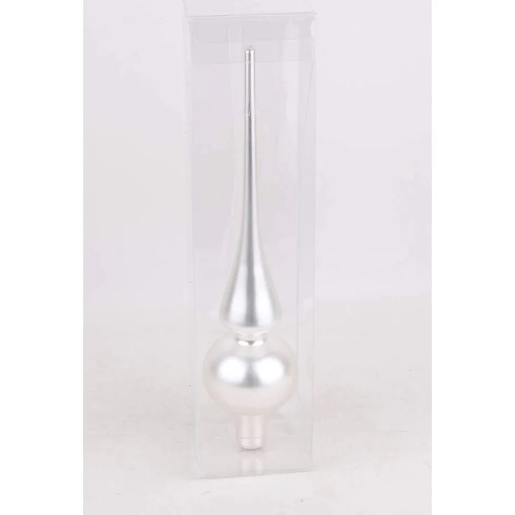 TrendLine Christbaumspitze 26cm Glas Silber Matt Baumspitze Weihnachtsbaumspitze – Bild 2