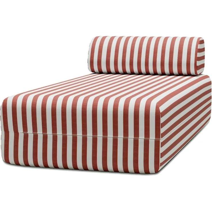 Gestreifte Outdoor-Chaiselongue, weiß und rot
