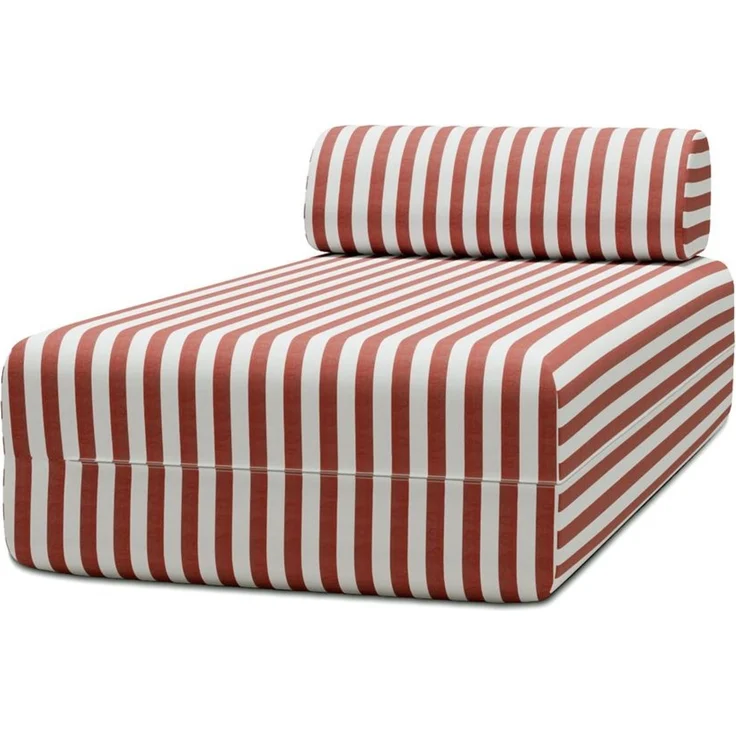 Gestreifte Outdoor-Chaiselongue, weiß und rot – Bild 1