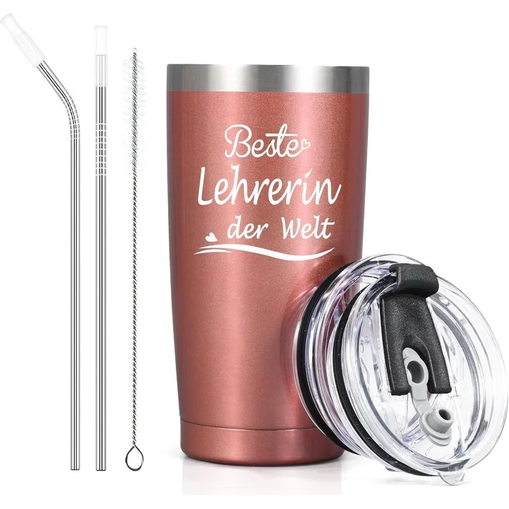 Livole Beste Lehrerin der Welt Thermobecher 600ml Roségold – Bild 1