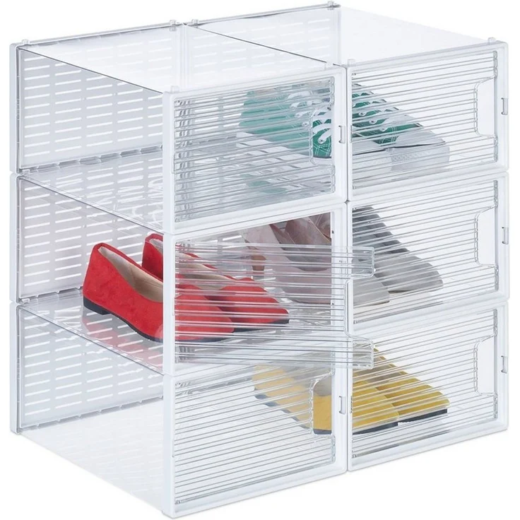 relaxdays Schuhbox 6er Set Schuhboxen volltransparent (6 St) – Bild 1