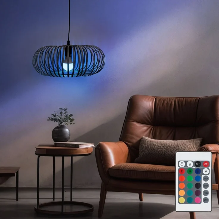 RGB LED Pendelleuchte, dimmbar, Fernbedienung, H 150 cm – Bild 3