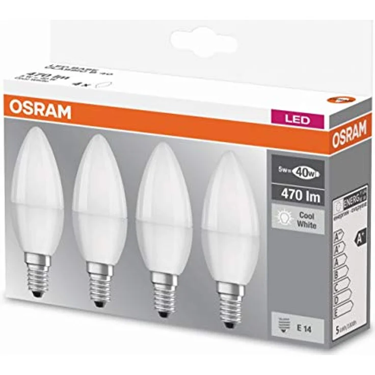 OSRAM LED-Kerzenlampe E14, 4,9W, 4er Set, mattes Glas, 4.000K – Bild 4