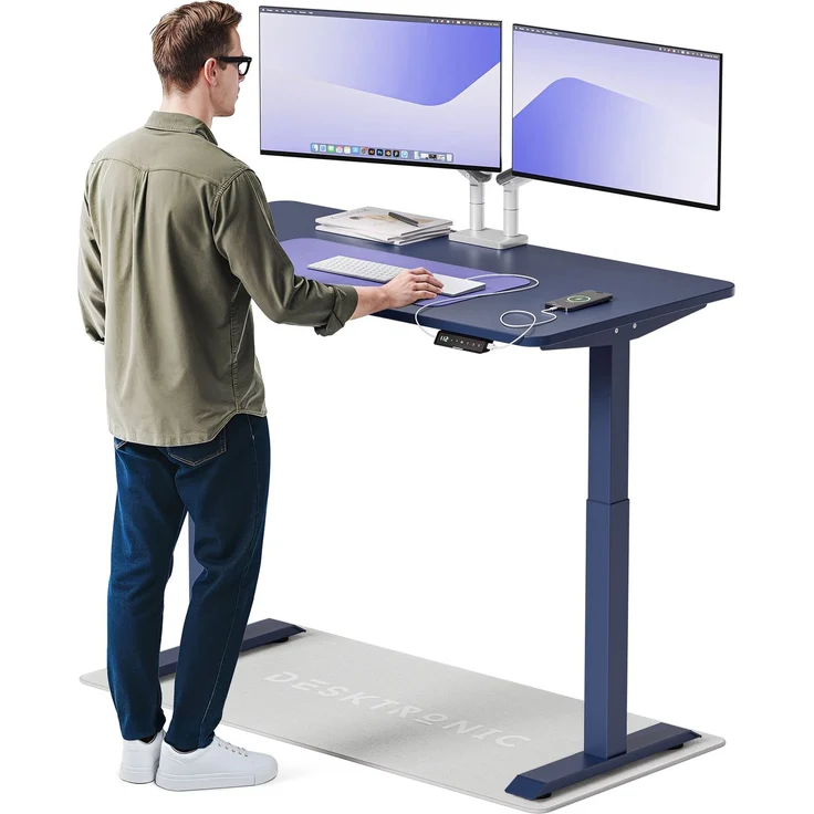 Desktronic HomeOne Elektrisch höhenverstellbarer Schreibtisch 140x70cm Blau/Blau mit Memory-Funktion, Anti-Kollisions Technologie, USB-A und USB-C-Ladeanschlüssen – Bild 1