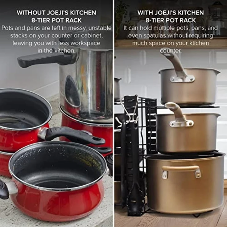 JOEJI’S KITCHEN PFANNENHALTER Eisenrahmen Schwarze Sprühlackierung 38 x 46 cm (H 46 x T 46 x B 38 cm) – Bild 4