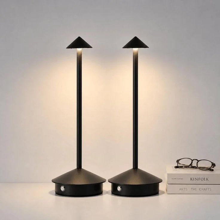 FELIXLEO Außen-Tischleuchte 2er Tischlampen kabellos, LED, 1800 mAh, wiederaufladbar, Schlafzimmer – Bild 1