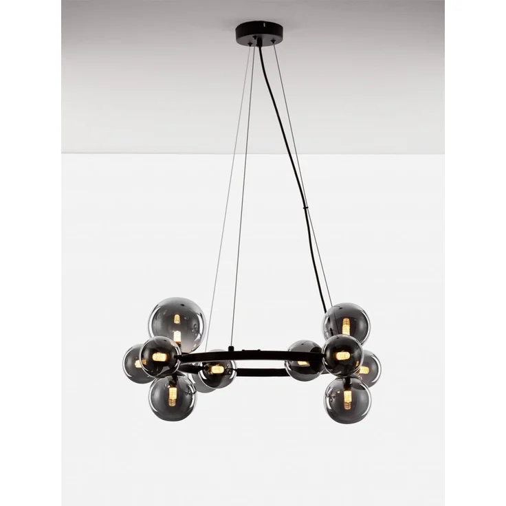 Nova Luce 9028855 ODILLIA Pendelleuchte 11-flammig Schwarz Rauchglas G9 – Bild 4