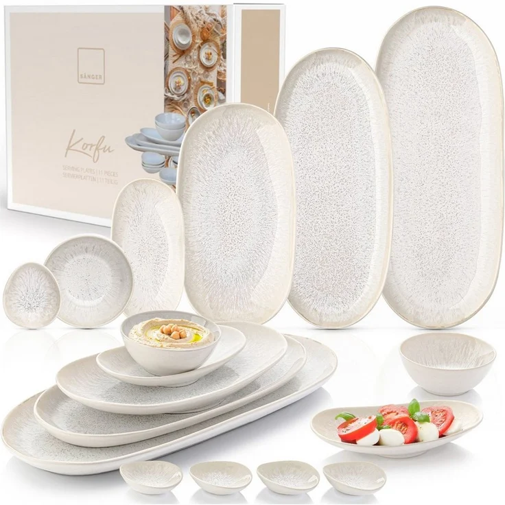 SÄNGER Steingut Servierplatten Set Korfu 11 teilig – Bild 5