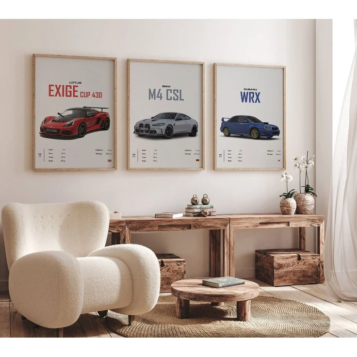 JUSTGOODMOOD Poster Sportwagen BMW LOTUS SUBARU Klassiker Legenden Geschenk für ihn Wohnzi, BMW M4 CSL (1 St) – Bild 2