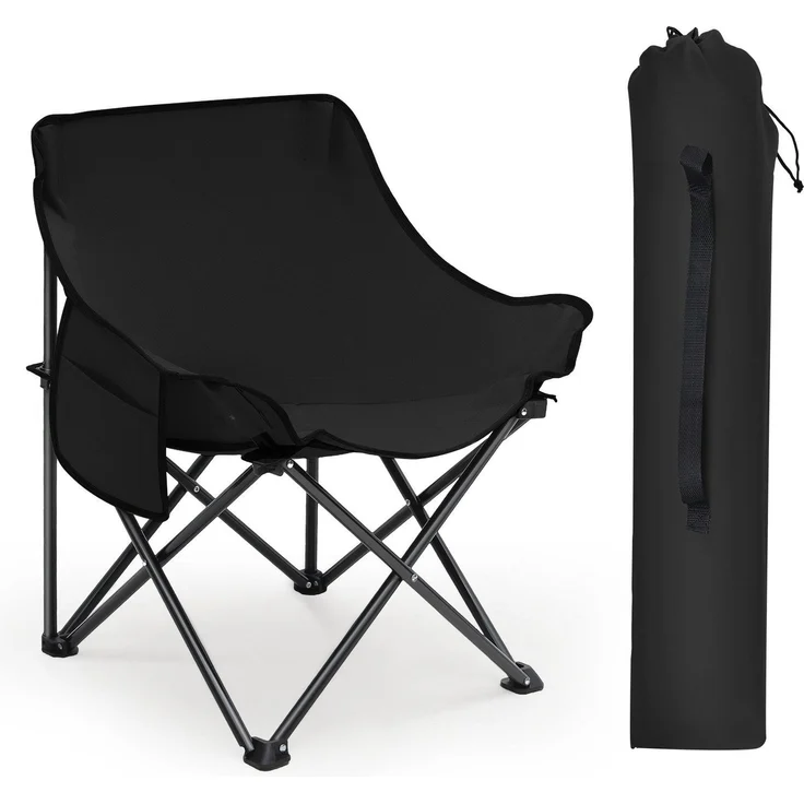 Sunula Campingstuhl Faltbar Angelstuhl Klappsessel mit Tragetasche für Garten, mit Tragetasche, Klappstuhl bis max. 100 kg, Schwarz – Bild 1