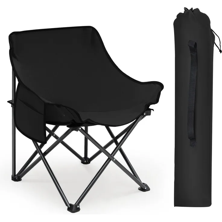 Sunula Campingstuhl Faltbar Angelstuhl Klappsessel mit Tragetasche für Garten, mit Tragetasche, Klappstuhl bis max. 100 kg, Schwarz