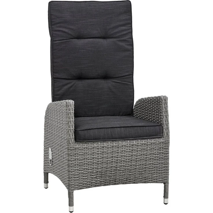 KONIFERA Garten-Essgruppe Brisbane, (Set, 13-tlg, 6 Sessel, Rückenlehne verstellbar, inkl. Auflagen, Tisch 92x192x74 cm), Aluminium/Polyrattan, Tischplatte aus Stone-Spray-Glas in Steinoptik – Bild 3