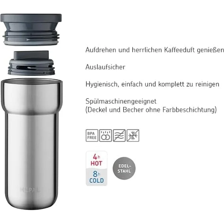 Mepal 'Ellipse' Thermobecher, Edelstahl, titanium, 375 ml – Bild 5