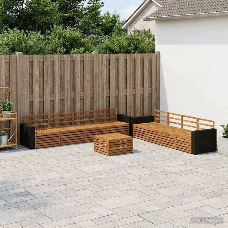 vidaXL Outdoor-Sofagarnitur 9 stk. 8-Sitzer Natur Massivholz Akazie 3383182 – Bild 1