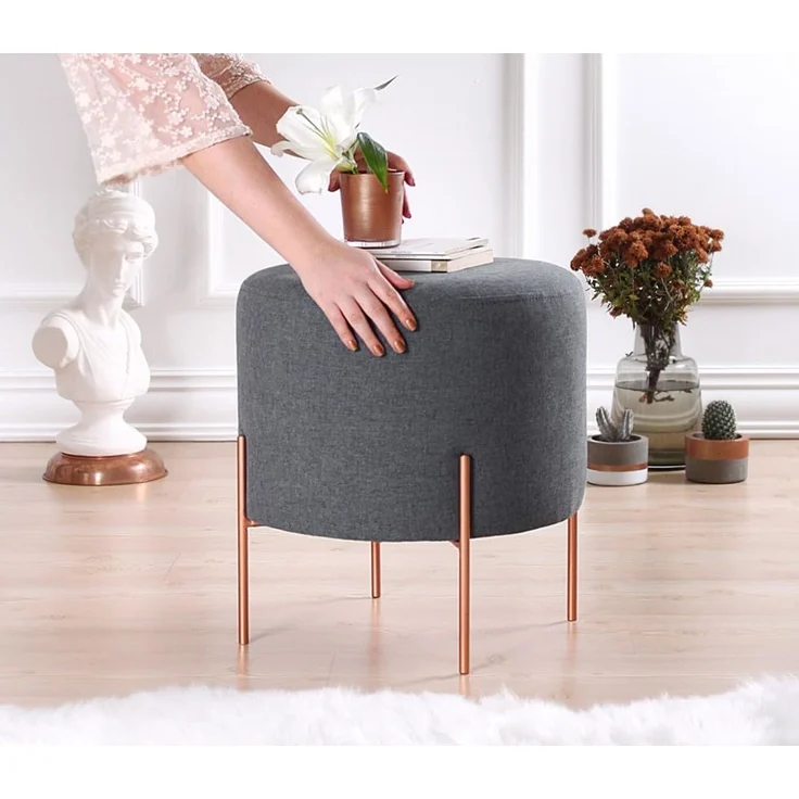 Hanah Home 'Copper 47 - Dark Grey' Pouffe, Dunkelgrau, 40 x 42 x 40 cm – Bild 4