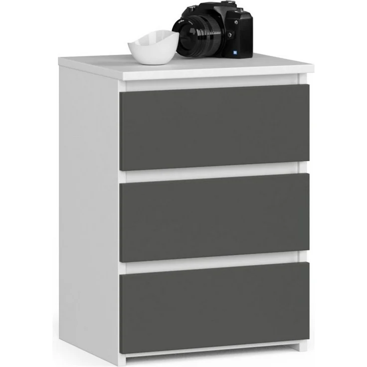 Home Collective Kommode 40 cm breit Holz Highboard Sideboard für Flur Schlafzimmer Wohnzimmer (Mehrzweckschrank Schrank schmal Kommode Schlafzimmer mit Schubladen), Kinderzimmer Organizer, 57 cm hoch mit 3 Schubladen weiß-grau – Bild 5