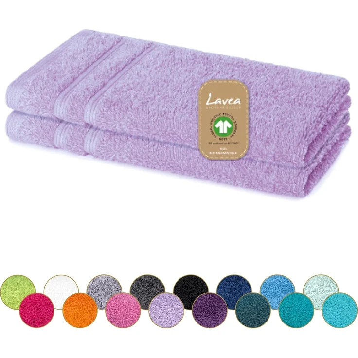 Lavea Gästehandtuch Bali, 30x50cm aus 100% Bio-Baumwolle, einzigartig weiche Gästetücher mit Aufhänger (Set, 2-St), hochwertiges und nachhaltiges Premium Gästetuch – saugstarke Faser – Bild 2