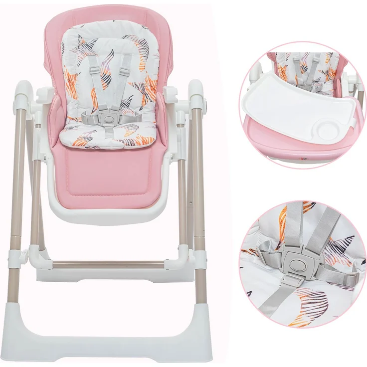 Baby Vivo 3in1 Kinderhochstuhl / Babywippe höhenverstellbar für Kinder - Lulu in Rosa – Bild 2
