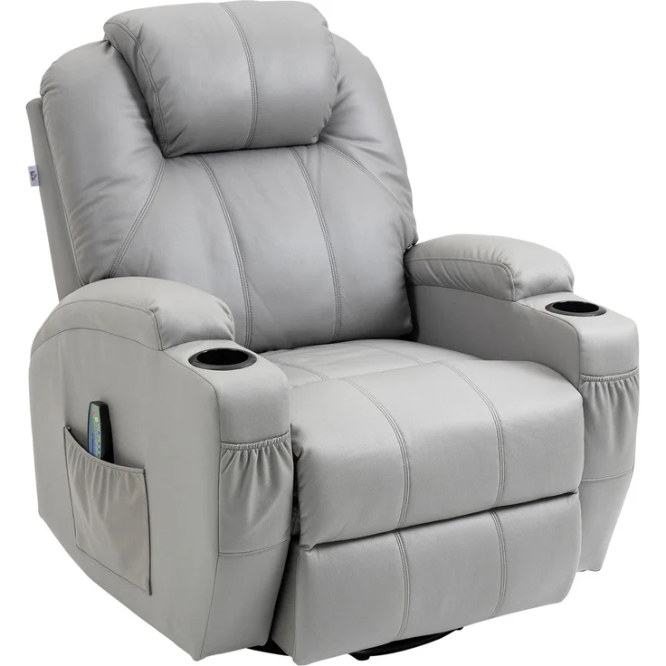 Massagesessel mit 8 Vibrationspunkten, Liegefunktion bis 135°, 99x89x106 cm, Grau – Bild 4