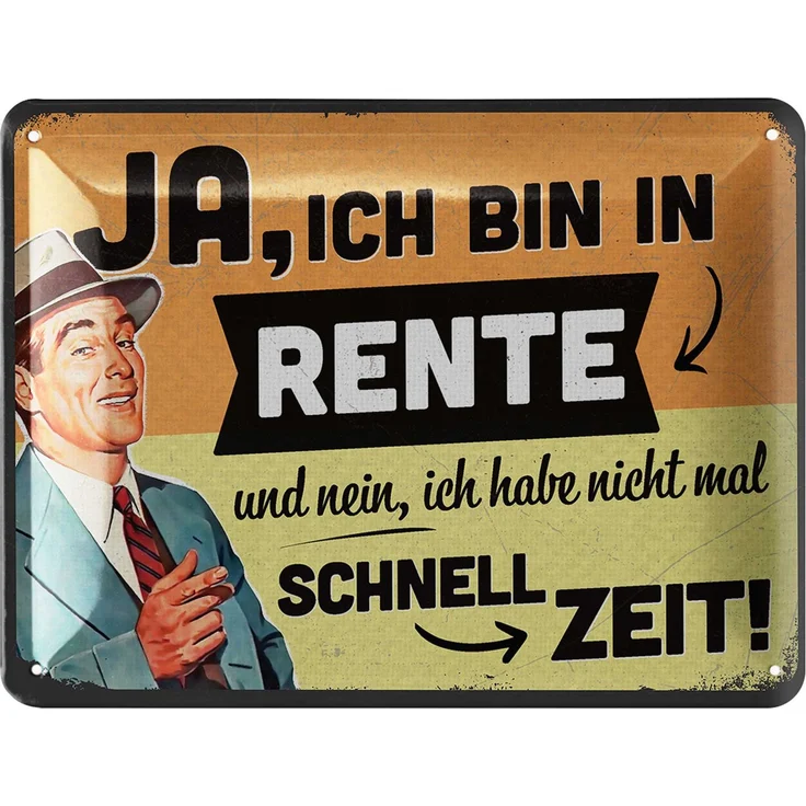 LANOLU Blechschild Rente Mann - 15x20cm – Metall – Mehrfarbig – 15184 – Bild 1