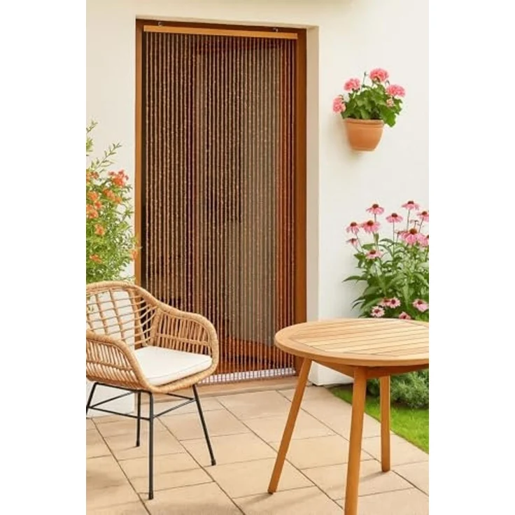 Kobolo Türvorhang Bambusvorhang Vorhang BAMBOO 45 Stränge - Braun (1 St), Ösen – Bild 3