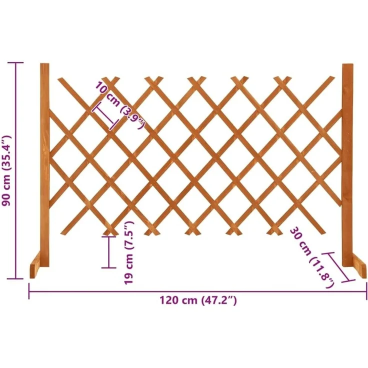 vidaXL Garten-Rankzaun Orange 120x90 cm Massivholz Tanne 314824 – Bild 9